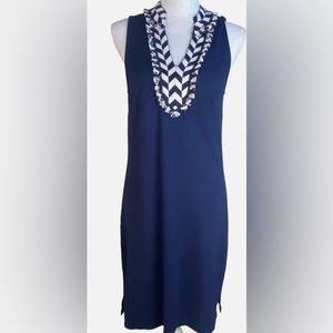 NWT Crown & Ivy Navy Sleeveless Knit Weekend In Lisbon Dress 1X Preppy Nautical